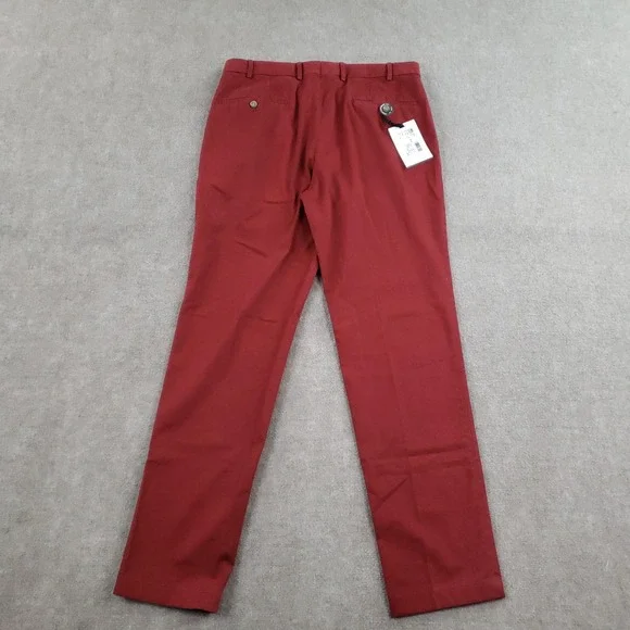 HILTL Pants Mens 36x32 (Fits 34x32) Red‎ Parma Contemporary Fit Stretch Chino